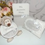 Canastilla Bebé Personalizada Gris Topitos