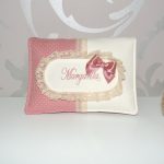 Neceser Personalizado Toallitas/Pañales/Crema Rosa Nude Topitos y Beige