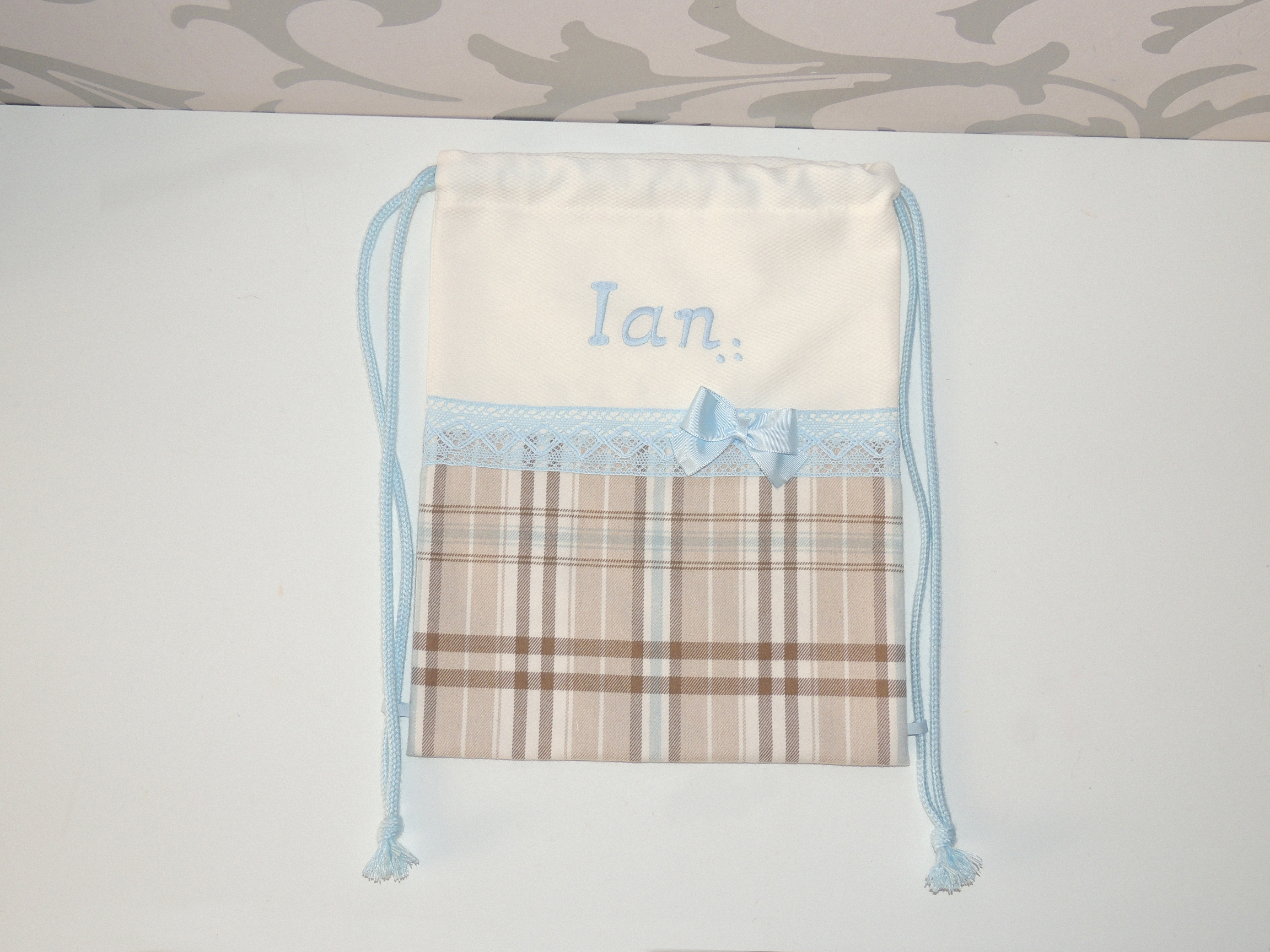 Bolsa merienda cuadros Bambi Azul celeste