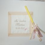 PAÑITO BAUTIZO SIN CRUCE Y VELA BAUTIZO LAZOS CRUZADOS ROSA BEBÉ